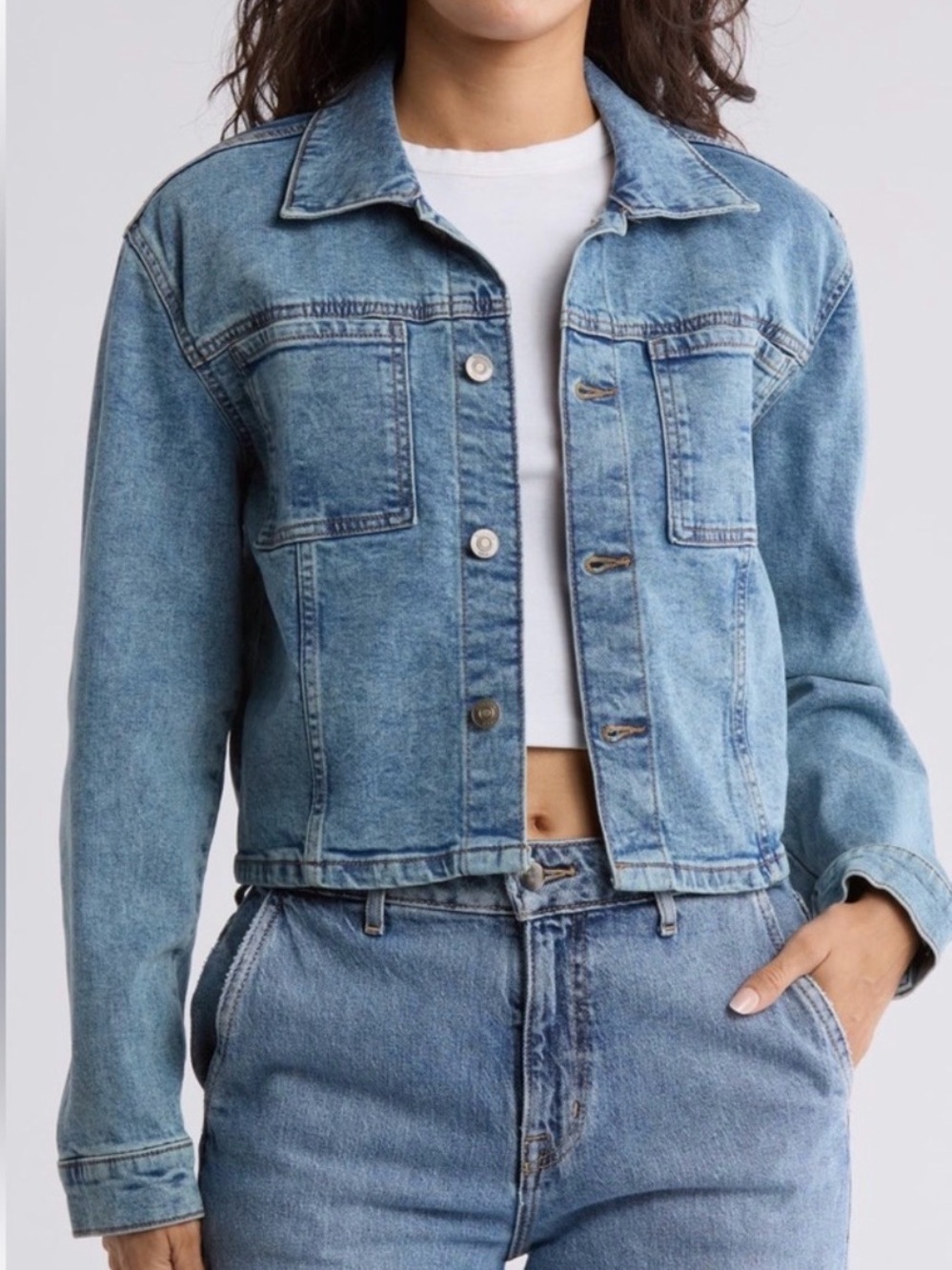 Hudson Jeans brand cropped denim jacket. Size S P2P 19’ NWT
